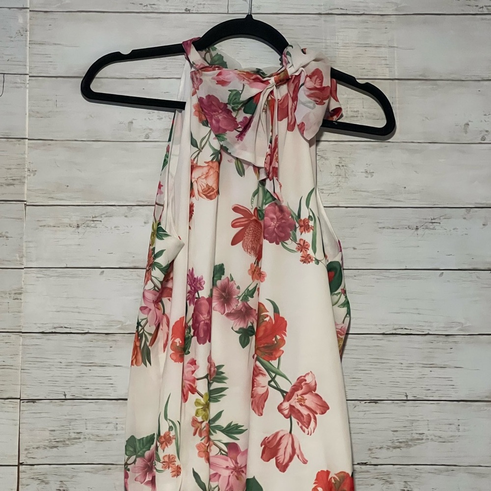New York & Company Floral Blouse - White and Pink